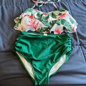 S Womens 2 piece high waisted swimsuit